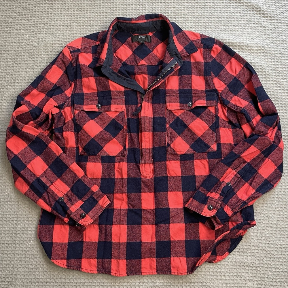 J.Crew Shirt Jacket Shacket Large Womens Buffalo Check Plaid Wool Blend